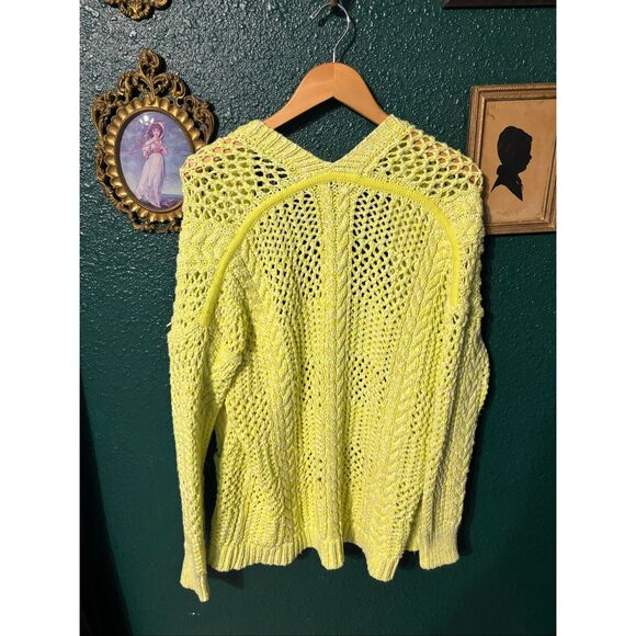 Anthropologie Serenity Open Cardigan Lime Yellow  Sz M/L - Picture 5 of 5